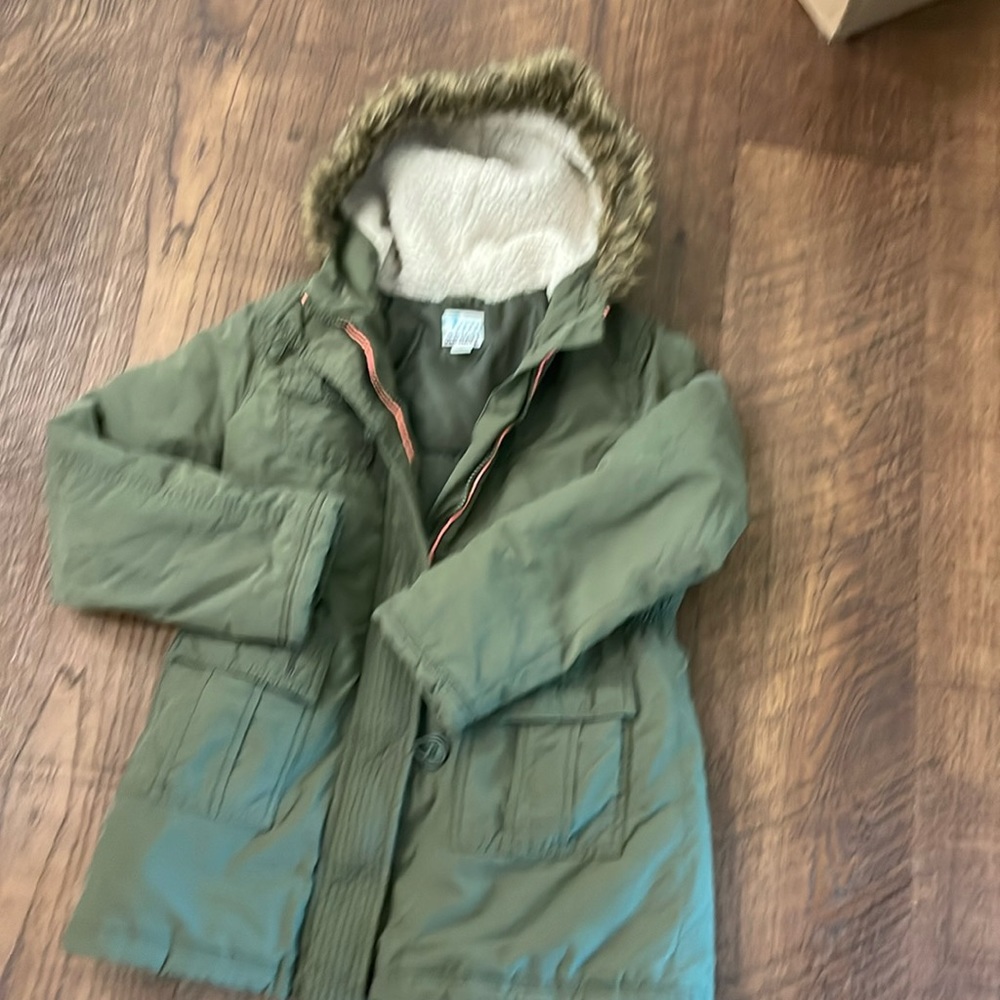 Girls green parka. Adorable.
